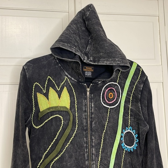 Rising International Women’s Handmade Long Jacket Dress Hoodie Full Zip Sz L - Picture 3 of 13